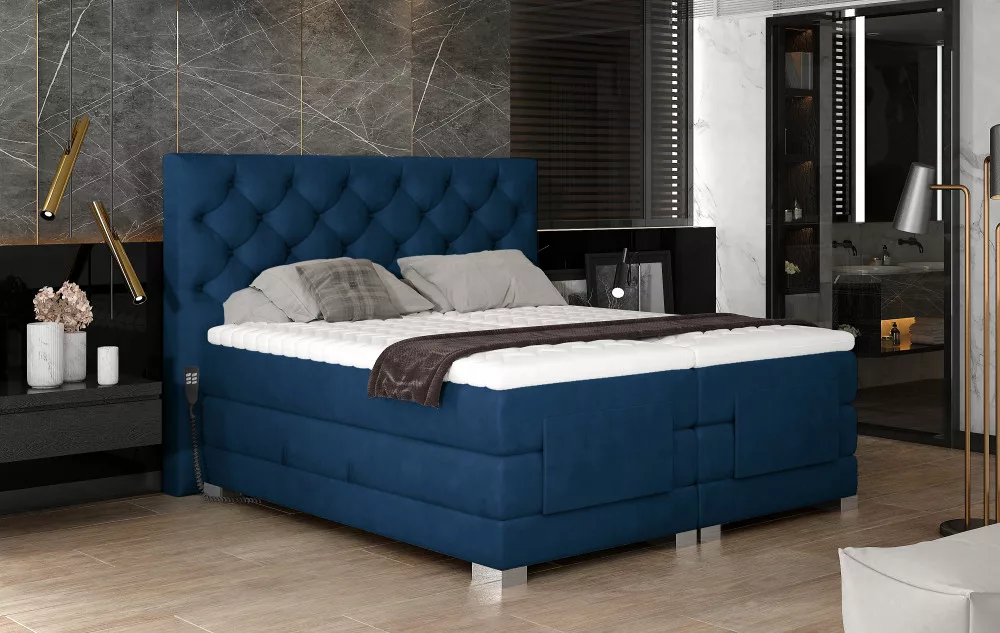 Cloe kárpitozott boxspring ágy hálószobában