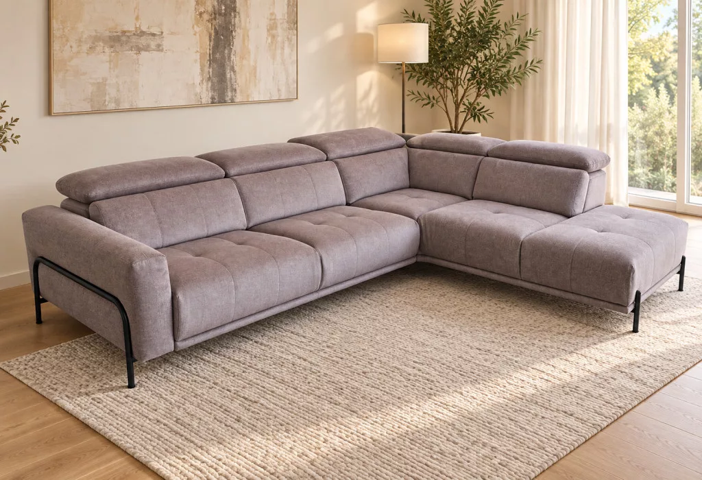 Berg sarok ülőgarnitúra 282 cm X 226 cm - motorosan mélyíthető ülőfelülettel - jobbos - AquaClean Titan 80 - kiállítási kedvezménnyel
