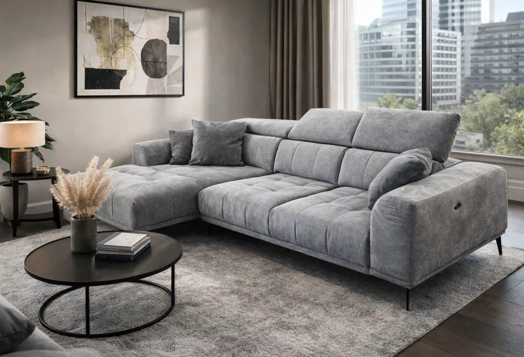 Davos sarok ülőgarnitúra 170 cm X 281 cm - motorosan mélyíthető ülőfelülettel - balos - Miltonnew14 taupe színben
